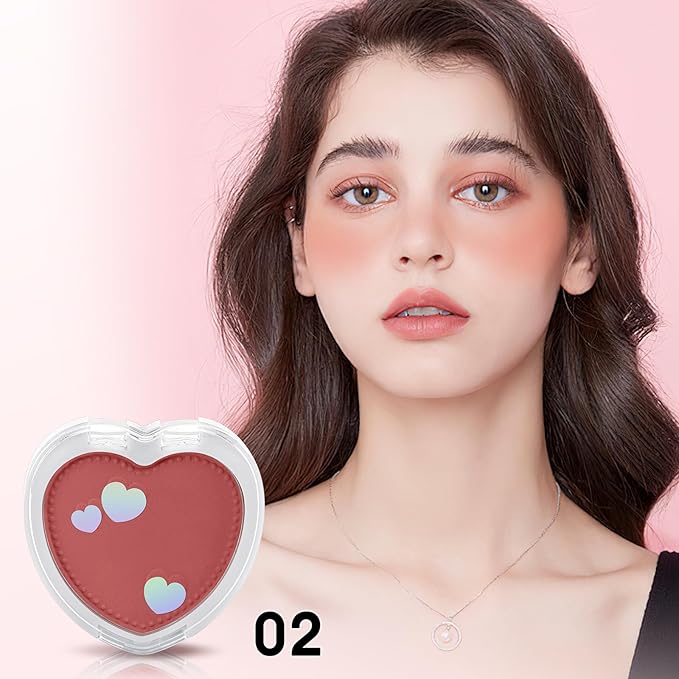 Boobeen Powder Blush Matte Pressed Blush Palette, Highly Pigmented Cream Pink Blusher for Cheeks, Blusher Compact Powder Makeup Lightweight Easily Blends, Single Color Rouge Powder-VivaGrace Women