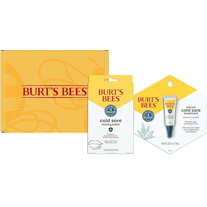Burt's Bees Cold Sore Treatment Bundle with Burt’s Bees Cold Sore Healing Patches and Burt’s Bees Cold Sore Treatment with Rhubarb and Sage, Protects and Heals Cold Sores, Relieves Symptoms-VivaGrace Women