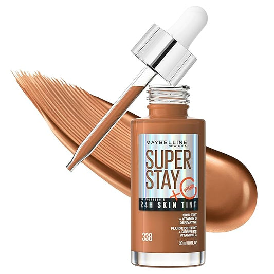 Maybelline Super Stay Up to 24HR Skin Tint, Radiant Light-to-Medium Coverage Foundation, Makeup Infused With Vitamin C, 338, 1 Count-VivaGrace Women