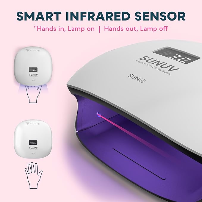 SUNUV UV LED Nail Lamp, UV Light for Nails Compatible with All Gel Polish, 36 LEDs with 4 Timer Settings, LCD Display for Home Salon SUN4 Black-VivaGrace Women