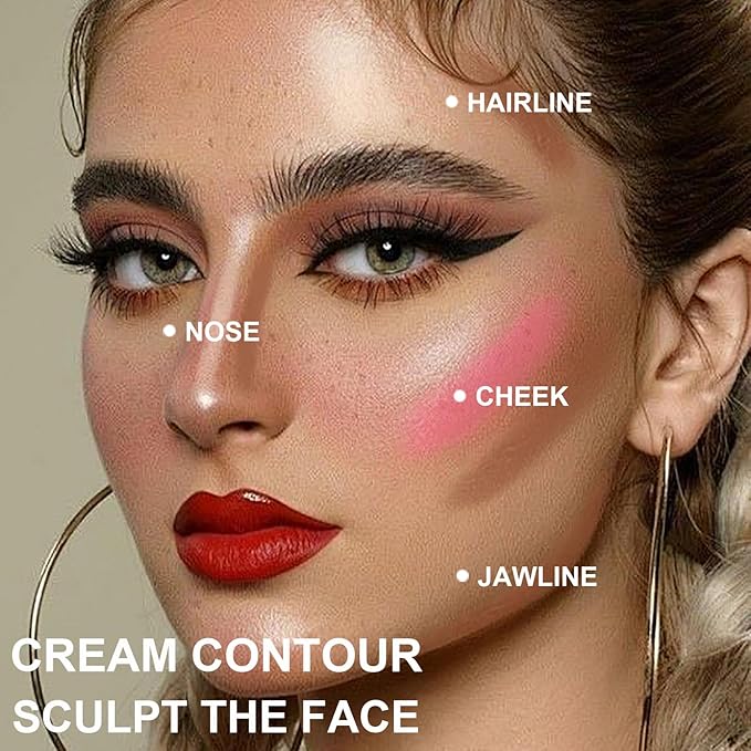 3 Pcs Face Contour Stick Kit, Matte Finish Face Stick Trio with Bronzer Blush Highlighter and Brush, Long Lasting Waterproof Cream Beauty Wand Makeup Set for Sculpt Glowing Face Look (#2, 7, 11)-VivaGrace Women