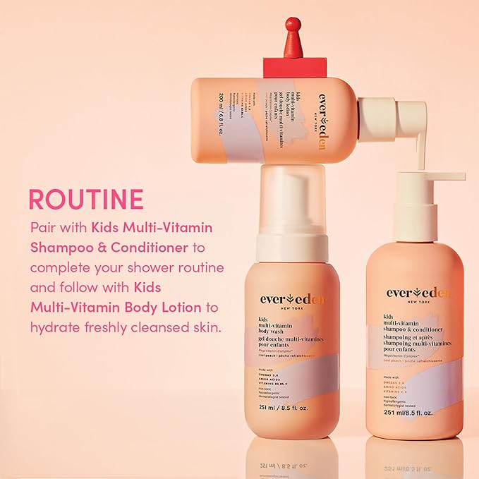 Evereden Kids Shampoo and Conditioner 2 in 1: Cool Peach, 8.5 fl oz. | Gentle Kids Skin Care | Non-toxic and Clean Ingredients-VivaGrace Women