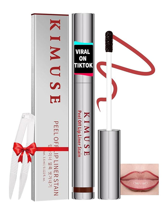 KIMUSE Lip Stain Peel Off, Peel Off Lip Liner Stain with Tweezer, Long Lasting, Waterproof, Transfer Proof Lipstains Color, Smudge-Free, Easy Removal, Matte Finish-VivaGrace Women