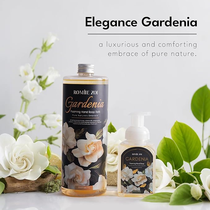 Gardenia Foaming Hand Soap Refill Gift Set, Non-Toxic & Biodegradable, Sensitive Skin Friendly