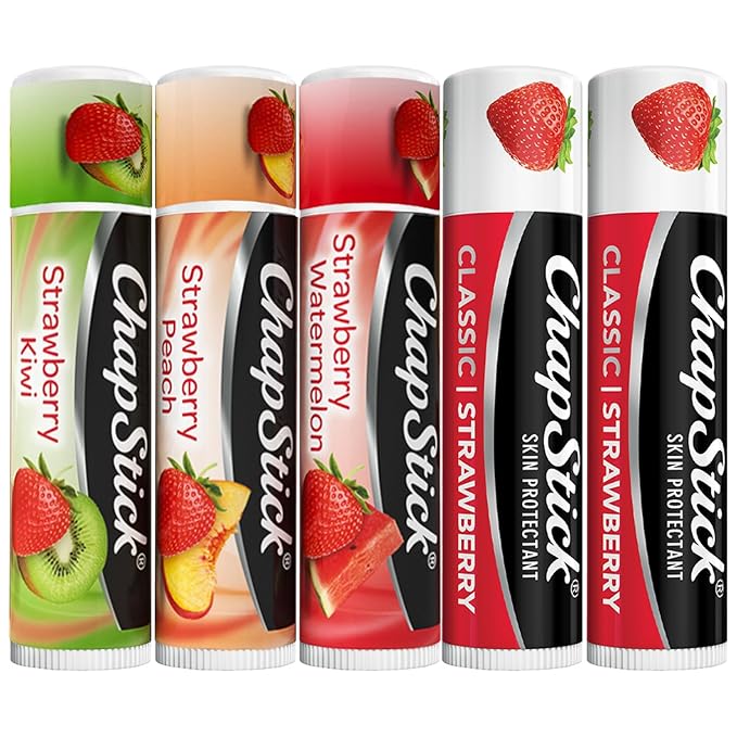ChapStick Strawberry Lip Balm Bundle – Strawberry Remix 3-Pack + Original Strawberry 2-Pack, Lip Moisturizer, 0.15 Oz Ea (5 Piece Set)-VivaGrace Women