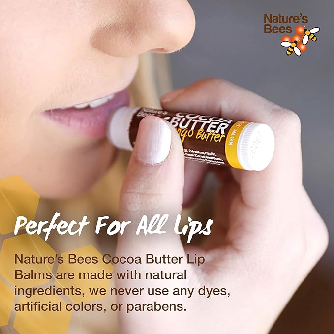 Nature's Bees - Cocoa Butter Lip Balm Moisturizer - Original 24 Pack, 4 Flavors - Original, Shea Butter, Mango Butter, Olive Oil - Made w/Coconut Oil, Beeswax, Vitamin E, Aloe - 0.15oz (4.2g)-VivaGrace Women