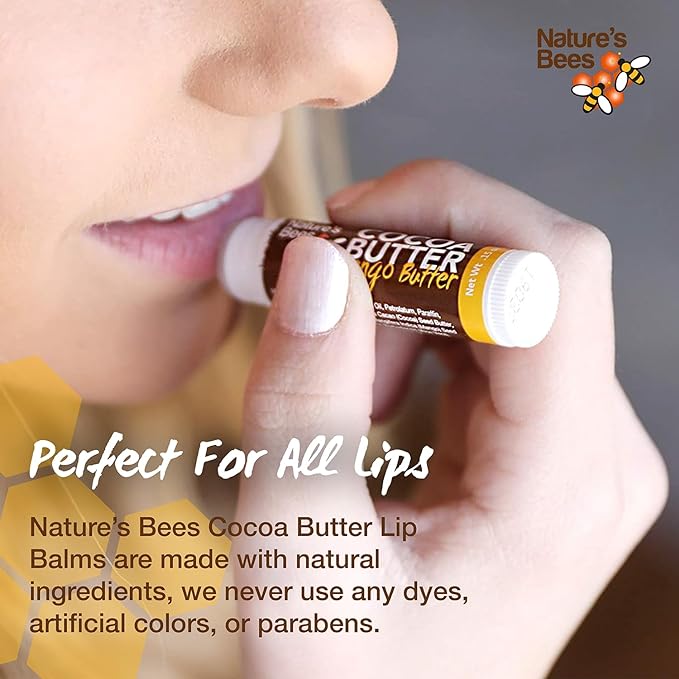 Nature's Bees, Cocoa Butter Flavored Lip Balm Tubes Set Bulk Assortment Chap Treatment Moisturizer For Dry Lips, Original Variety Assortment (Shea Butter, Original, Olive Oil, Mango Butter) - 48 Pack-VivaGrace Women
