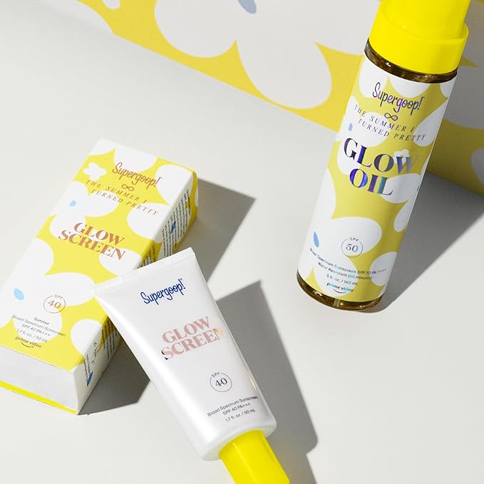 Supergoop! x The Summer I Turned Pretty Summer Glow-Up SPF Set - Includes Glowscreen SPF 40, Glow Oil SPF 50 & Butterfly Hair Clip-VivaGrace Women