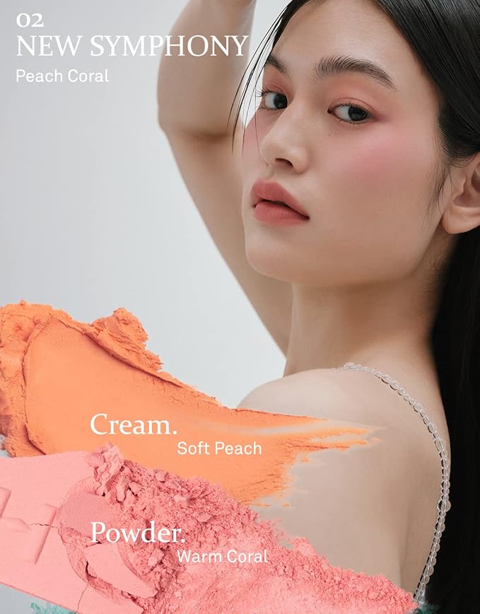 hince True Dimension Layering Cheek - Cream & Pressed Powder 2 Different Shades & Textures - Silky Seamless Long Lasting Blush Makeup - Muted Beige & Elegant Rose Beige (1, NEW SYMPHONY, L002)-VivaGrace Women