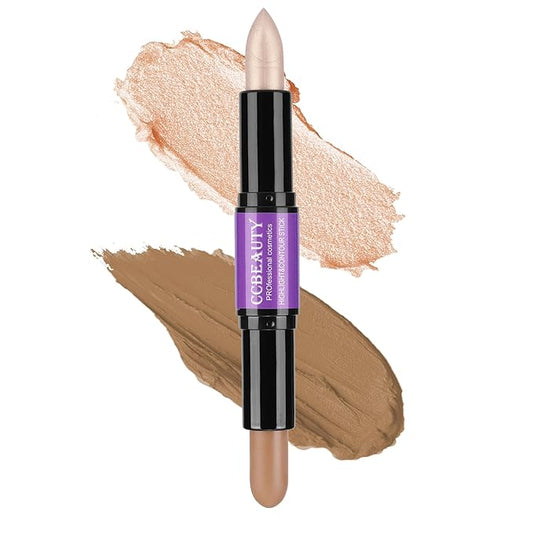 CCbeauty 2-IN-1 Contour Stick Makeup,Cream Shimmer Highlighter Bronzer Stick, Highlighting Contouring Kit, Highlight Concealer Sticks for Face Shaping Make up, Long Lasting & Waterproof-VivaGrace Women