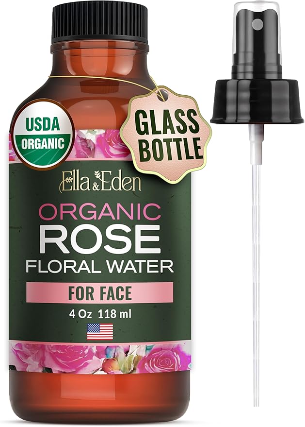 Ella & Eden Organic Rose Water Spray for Face, Hair 4 Fl Oz | USDA Certified 100% Pure Steam Distilled Hexane-Free | Hydrating, Refreshing Facial Mist for All Skin Types-VivaGrace Women
