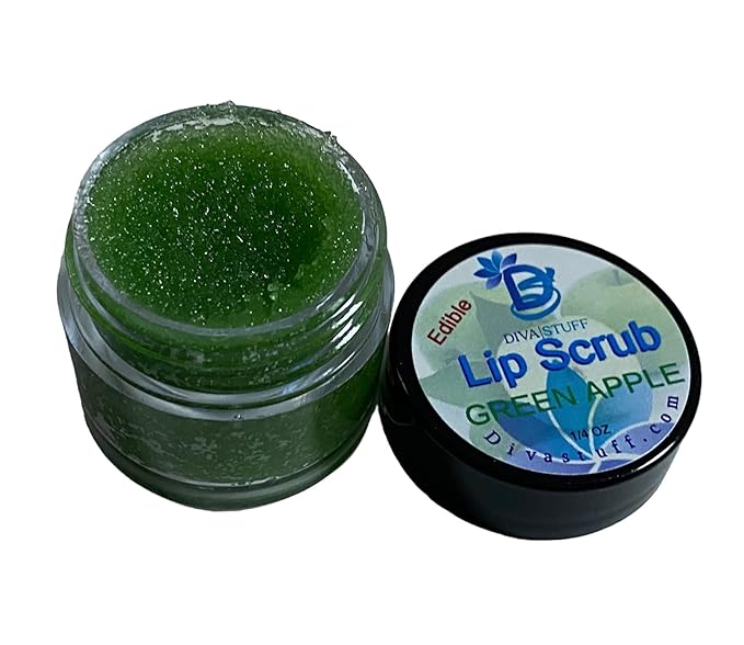 Diva Stuff Ultra Hydrating Lip Scrub for Soft Lips, Gentle Exfoliation, Moisturizer & Conditioner, ¼ oz - Made in the USA (Green Apple)-VivaGrace Women