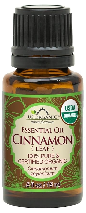 US Organic 100% Pure Cinnamon Leaf Essential Oil - USDA Certified Organic, Steam Distilled - W/Euro Dropper (More Size Variations Available) (15 ml / .5 fl oz)-VivaGrace Women