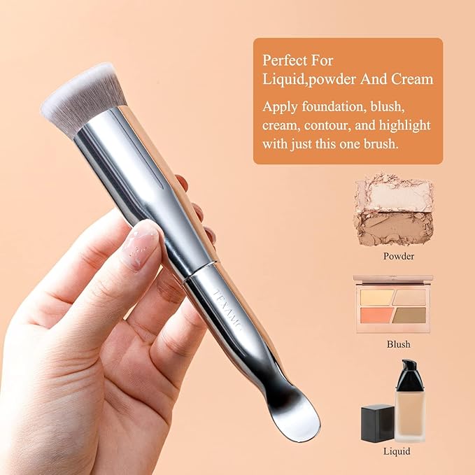 Foundation Makeup Spatula Mixing Makeup Palette Spatula Foundation Brush, Makeup Spatula and Palette Set, Spatula for Makeup Professional Makeup Tool(Foundation Bruh+Spatula+Palette)-VivaGrace Women