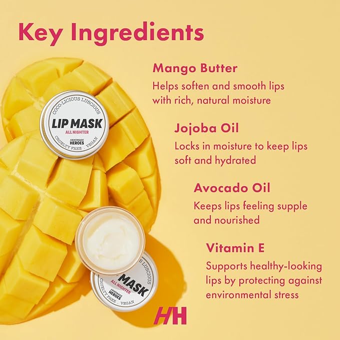 Handmade Heroes 100% Natural Coconut Lip Exfoliator & Lip Mask Gift Set - Gentle Exfoliant Sugar Lip Polish & Moisturizer for Chapped & Dry Lips-VivaGrace Women