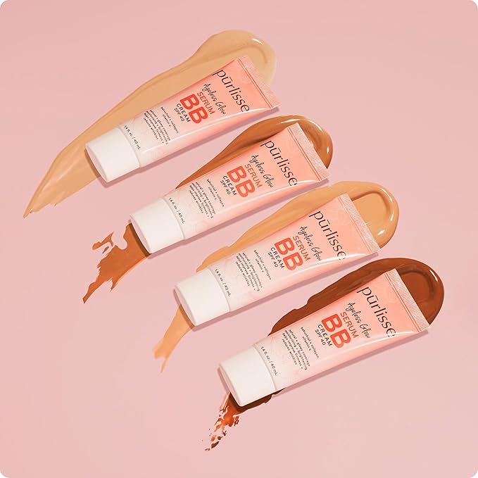 pūrlisse Ageless Glow Serum BB Cream SPF 40 - Glow BB Cream with SPF Enriched with Bakuchiol & Vitamin C to Help Improve Firmness & Reduce Wrinkles for Dewy Skin - Medium Warm (1.4 oz)-VivaGrace Women