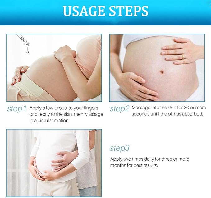 Stretch Mark Pregnancy Massage Oil, Stretch Mark Oil, Skincare Oil for Improve Stretchmarks, Pregnancy Skin Care Fade Stretch Marks, Body Moisturizer for Dry Skin, First Time Mom Gift 30 ml-VivaGrace Women