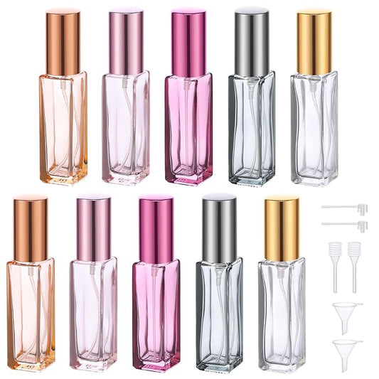 Segbeauty 10ml Mini Perfume Atomizer, 10 Pack Refillable Travel Size Bottles for Cologne, Empty Organizer Dispenser With Fine Mist Sprayer, Portable Leak-proof Bottle-VivaGrace Women