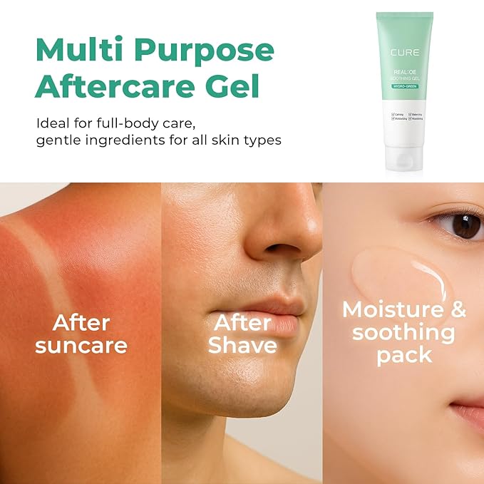 CURE Aloe Vera Gel with 90.52% Leaf Juice, Soothing & Hydrating Korean Skin Care for Sun-Exposed or Dry Skin, 5.07 fl oz, Refreshing Gel Moisturizer for Face & Body-VivaGrace Women