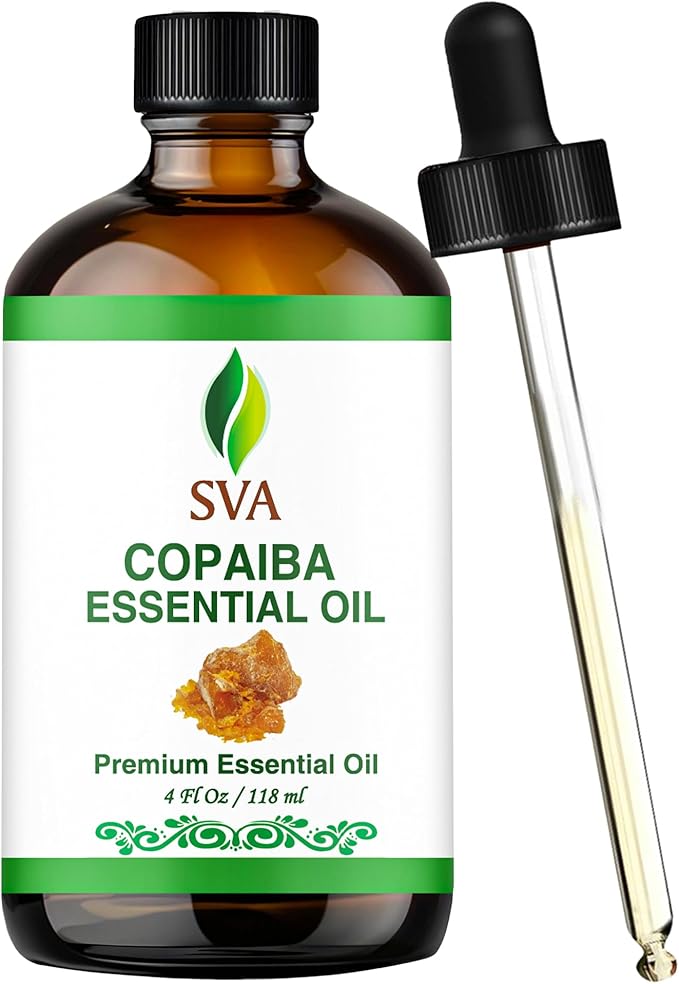 SVA Copaiba Essential Oil – 4 Fl Oz – 100% Natural Copaiba Oil - for Diffuser, Hair Care, Face, Skin Care, Aromatherapy, Scalp and Body Massage, Soap and Candle Making – with Dropper-VivaGrace Women