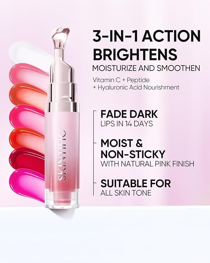 Hydrating Brightening Lip Serum, Nourishing Hydration Tinted Lip Stain, Plumping Lip Gloss with Polypeptide Squalane (02 Coral Rose)-VivaGrace Women