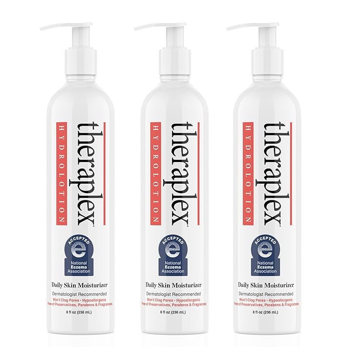 THERAPLEX Hydrolotion - Daily Skin and Body Moisturizer, No Parabens Or Preservatives, Noncomedogenic, and Hypoallergenic, Fragrance-Free, Dermatologist Recommended 3 Pack-VivaGrace Women
