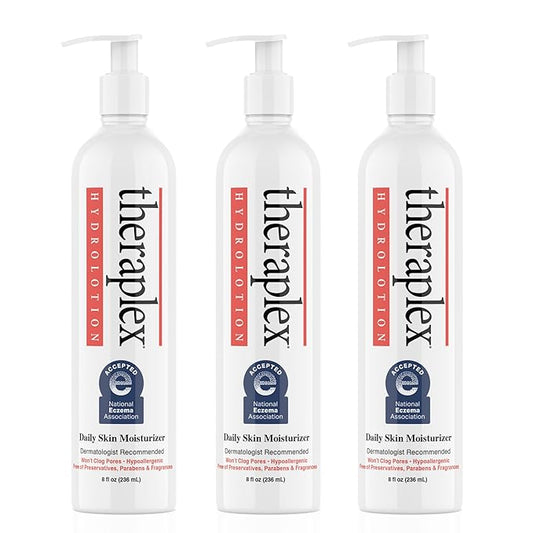 THERAPLEX Hydrolotion - Daily Skin and Body Moisturizer, No Parabens Or Preservatives, Noncomedogenic, and Hypoallergenic, Fragrance-Free, Dermatologist Recommended 3 Pack-VivaGrace Women