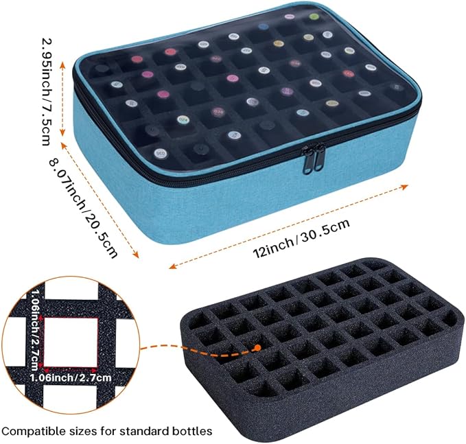 Small Clear Nail Polish Organizer Holds 40 bottles(15ml-0.5fl.oz) Nail Polish Case Multifunctional Nail Polish Bag organizer, Cosmetic Travel Makeup Bags for Women Green