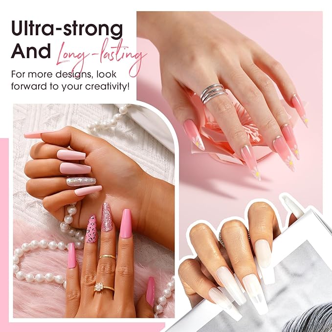 ROSALIND Poly Nail Gel Kit -8 Colors + White Brown Accessories Clear Nude Poly Nails Gel Starter Kit With Slip Solution Nude Pink Extensions Set with Mini UV Lamp-VivaGrace Women