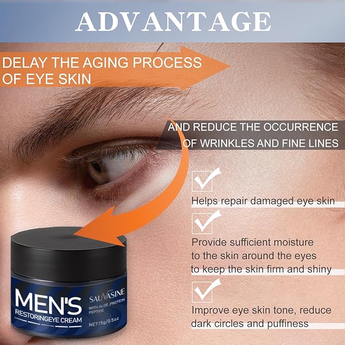 Men's Restoring Eye Cream Under Eye Cream for Dark Circles & Puffiness, Delay Aging Process of Eye Skin, Hydrating & Moisturizing, Reduces Puffiness, and Fine Lines-VivaGrace Women