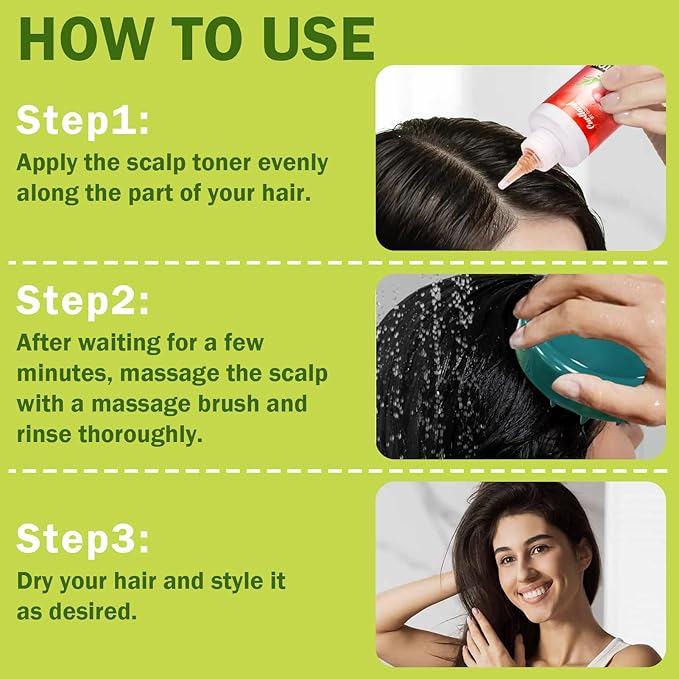 Rosemary & Apple Scalp Exfoliating Tonic - Scalp Detox Serum Deep Cleansing & Clarifying Treatment for Buildup, Dry Flaky Scalps - Soft Silicone Hair Scalps Massager Shampoo Brush for All Hair Types-VivaGrace Women