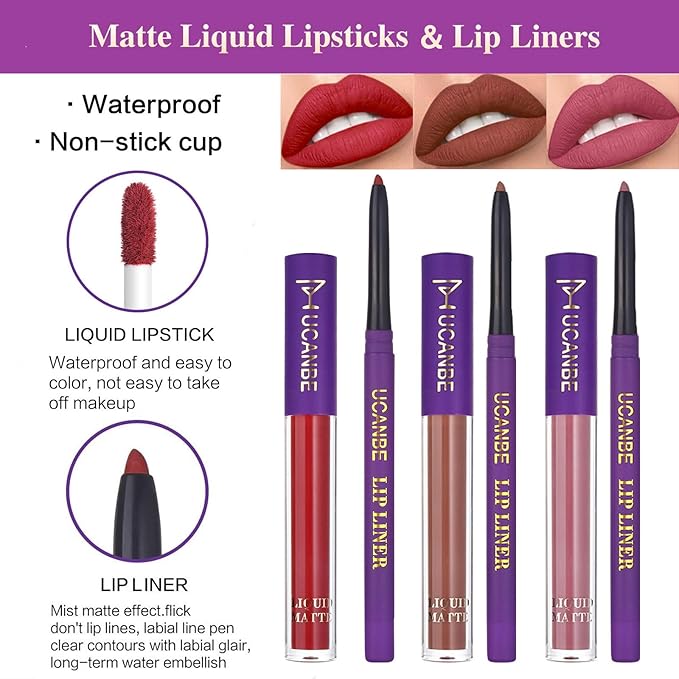 UCANBE All in One Makeup Full Kit for Women, Naked Nude Eyeshadow Palette, Matte Liquid Lipstick, Lipliner, Eyeliner, Mascara, Eyebrow Pencil, Makeup Brush & Sponge, Make Up Gift Set-VivaGrace Women