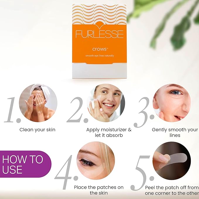 Furlesse Crows Wrinkle Patches, Overnight Eye Patches for Wrinkles and Crow’s Feet Lines, Non-invasive Anti-Wrinkle Patches, Anti-aging Skincare, 60 Patches, 30-Day Use-VivaGrace Women