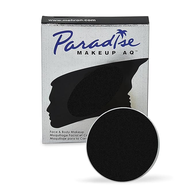 Mehron Makeup Paradise Makeup AQ Refill Size | Stage & Screen, Face & Body Painting, Beauty, Cosplay, and Halloween | Water Activated Face Paint, Body Paint, Cosplay Makeup .25 oz (7 ml) (BLACK)-VivaGrace Women