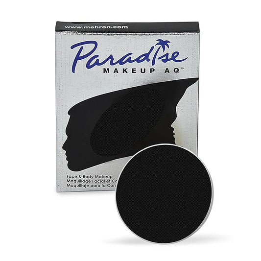 Mehron Makeup Paradise Makeup AQ Refill Size | Stage & Screen, Face & Body Painting, Beauty, Cosplay, and Halloween | Water Activated Face Paint, Body Paint, Cosplay Makeup .25 oz (7 ml) (BLACK)-VivaGrace Women