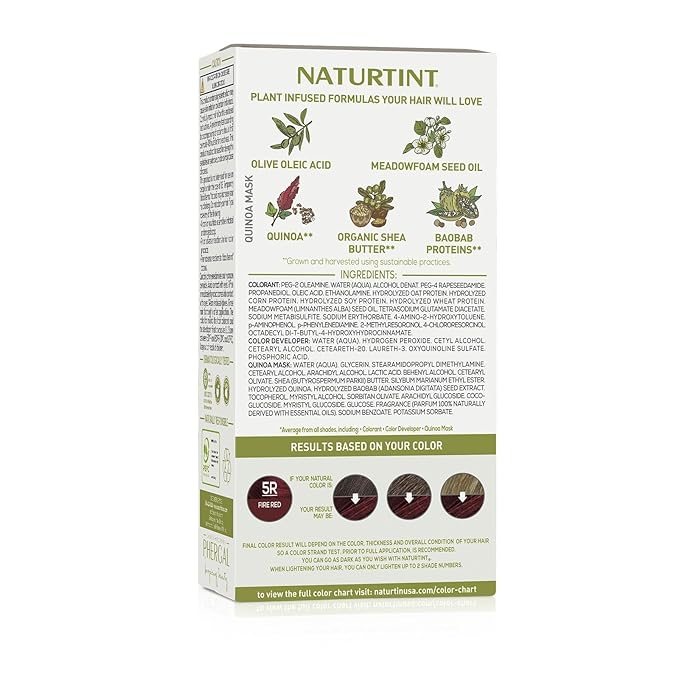 Naturtint 5R Fire Red Permanent Hair Color (Pack of 6), Ammonia Free, Vegan, Cruelty Free, up to 100% Gray Coverage, Long Lasting Results (Packaging may vary)-VivaGrace Women