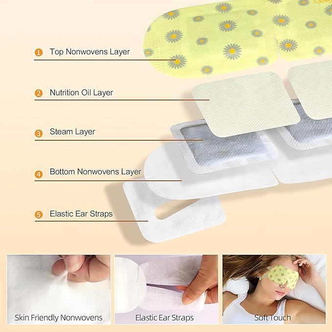 Serfeymi 22 Packs Steam Eye Masks Self Heating Warm Eye Mask, Disposable Eye SPA Heated Eye Mask for Sleeping, Relieve Eye Fatigue, Gifts Mother's Day -Unscented(11PCS)+ Chamomile(11PCS)-VivaGrace Women