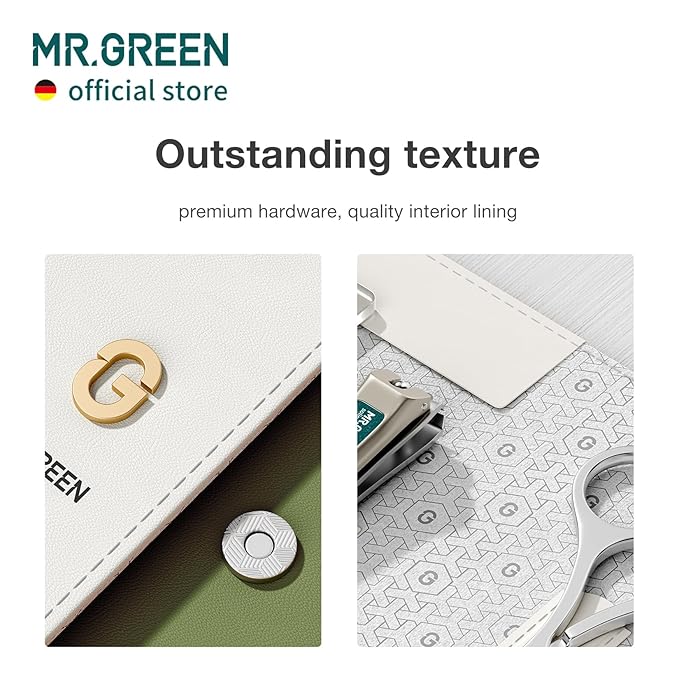 MR.GREEN Colorful Manicure Set Practical Pedicure Kits Nail Clippers Personal Care Tools Facial Hair Scissors with Fashion Case (Mr-6681 Green)-VivaGrace Women