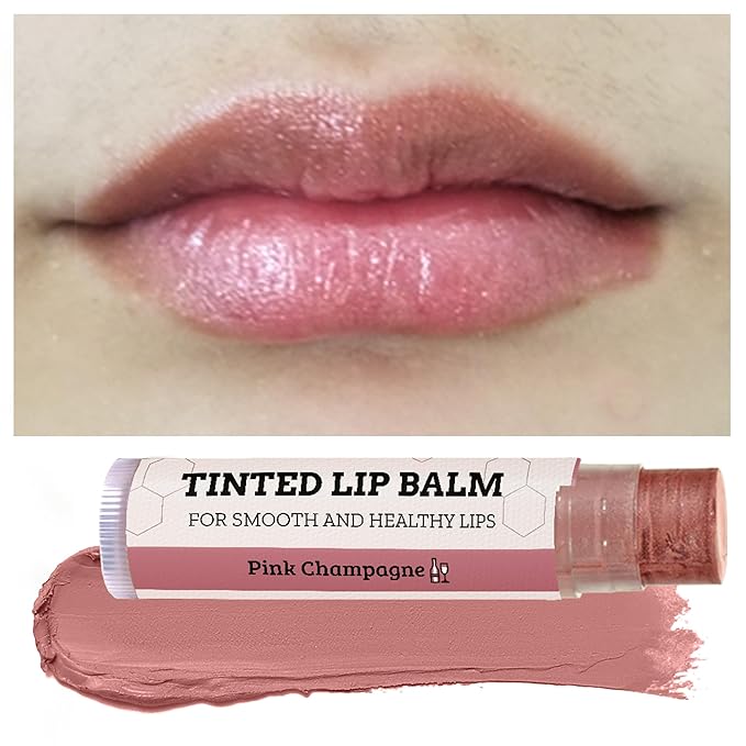 Tinted Lip Balm by Earth’s Daughter – 4 Pack of Pink Champagne Color – Beeswax, Coconut Oil, Cocoa Butter, Vitamin E – Moisturize and Beautify – Paraben Free-VivaGrace Women