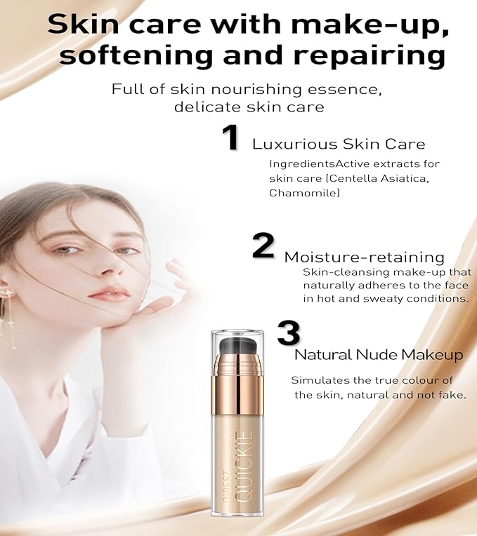 Stay Matte Liquid Foundation Concealer, Silky, Mist, Moisturizing, Long-Wear Liquid Makeup, Sheer To Full Coverage for A Hydrated, Natural Nude Looking Glow & Luminous, Dewy Finish On All Skin Types (#02)-VivaGrace Women