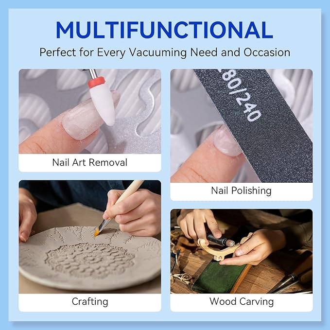 Makartt Nail Dust Collector - Professional Powerful Suction Larina Dust Collector Nail Tech LED Display, Adjustable Speed Reusable Filter, Strainer Panel for Acrylic Nail Polishing Manicure Salon Home-VivaGrace Women