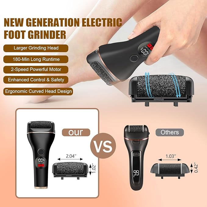 Electric Callus Remover for Feet with 17 in 1 Pedicure Kit, Rechargeable Waterproof Foot File Professional Foot Care Tools, Portable Callus Remover Kit to Remove Dead Skin Hard Skin Dry Cracks(Black)-VivaGrace Women