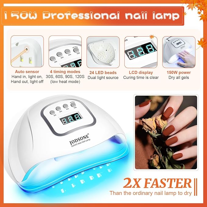 JODSONE 36 Pcs Gel Nail Polish Kit with U V Light of 32 Color Gel Polish Nail Collections Base and Top Glitter Coat Manicure Tools-VivaGrace Women