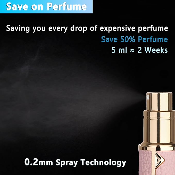 Refillable Travel Perfume Atomizer Bottle - 5ml Luxury Pocket Perfume Dispenser Pump, Travel Perfume Atomiser, Cologne Dispenser, Portable Size Sprayer Bottle for Traveling (Pink)-VivaGrace Women
