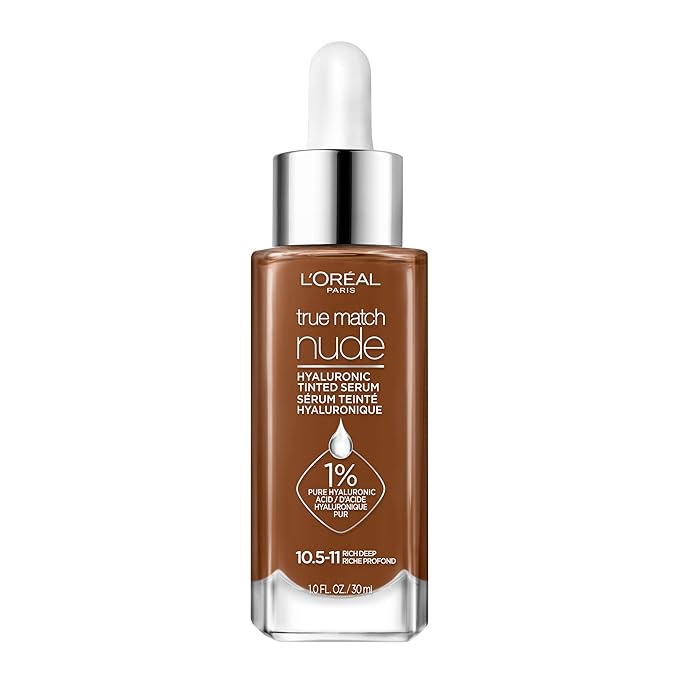 L'Oreal Paris True Match Nude Hyaluronic Tinted Serum Foundation with 1% Hyaluronic acid, Rich Deep, 1 fl. oz.-VivaGrace Women