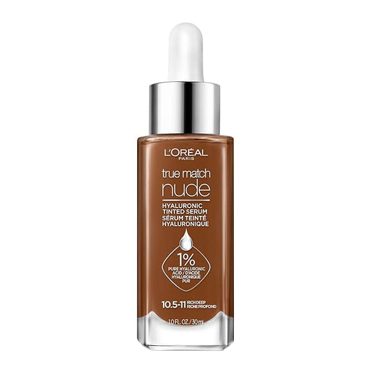 L'Oreal Paris True Match Nude Hyaluronic Tinted Serum Foundation with 1% Hyaluronic acid, Rich Deep, 1 fl. oz.-VivaGrace Women
