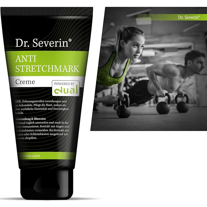 Anti-Stretch Solution: Dr. med. Severin® Stretch mark Cream powered by dual. Prevent + remove stretch marks during muscle building + pregnancy, effective ointment against stretch marks, innovative.-VivaGrace Women