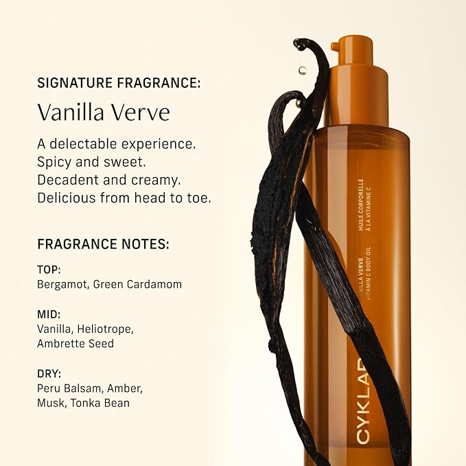 Vitamin C Body Oil for Women and Men. Moisturizing Vanilla Verve Scented Body Serum for Glowing Skin. Nourishing, Hydrating After-Shower and Bath Skin Care Moisturizer, 4.2 Fl Oz-VivaGrace Women