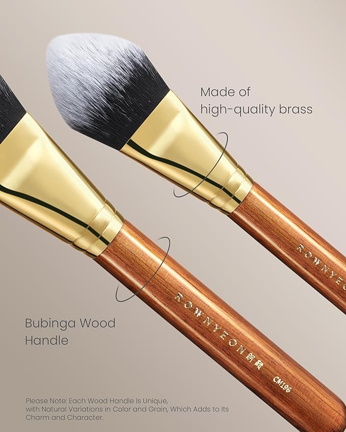 Desert Oak Series BloomFluff Powder Brush - 45mm Giant Heart-Shaped Face Brush for Setting Powder & Bronzer, Luxury Bubinga Handle (CM 196)-VivaGrace Women