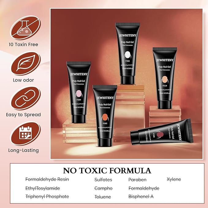 JEWHITENY 14 pcs Poly Gel Nail Extension Kit With Drill Machine U V Nail Light ALL In One Polygel Starter Kit-VivaGrace Women